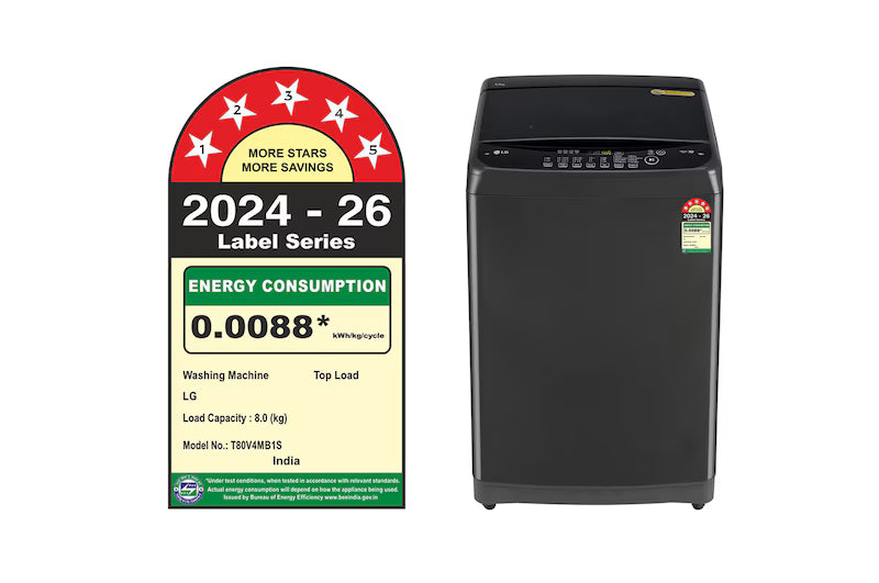 LG:WASHING MACHINE:T80V4MB1S.ABMQEIL 8.0 KG MIDDLE BLACK