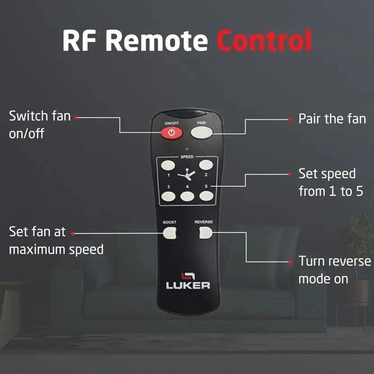 LUKER:CEILING FAN:CEL FAN PANTHER BLDC RMT1200MM IVORY