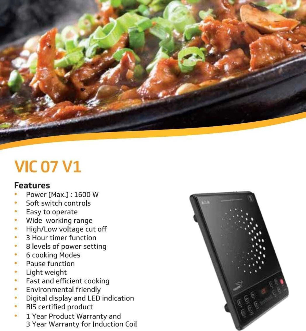 V GUARD:INDUCTION COOKER:COOKE TOP VIC 07